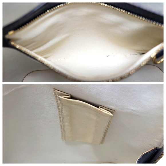 Louis Vuitton Alma Navy Mini Monogram Canvas Leather Large Hand Bag Vintage Auth - Picture 10 of 12